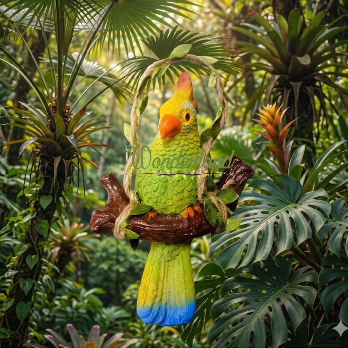 Decorative Hanging Parrot on Branch Figurine