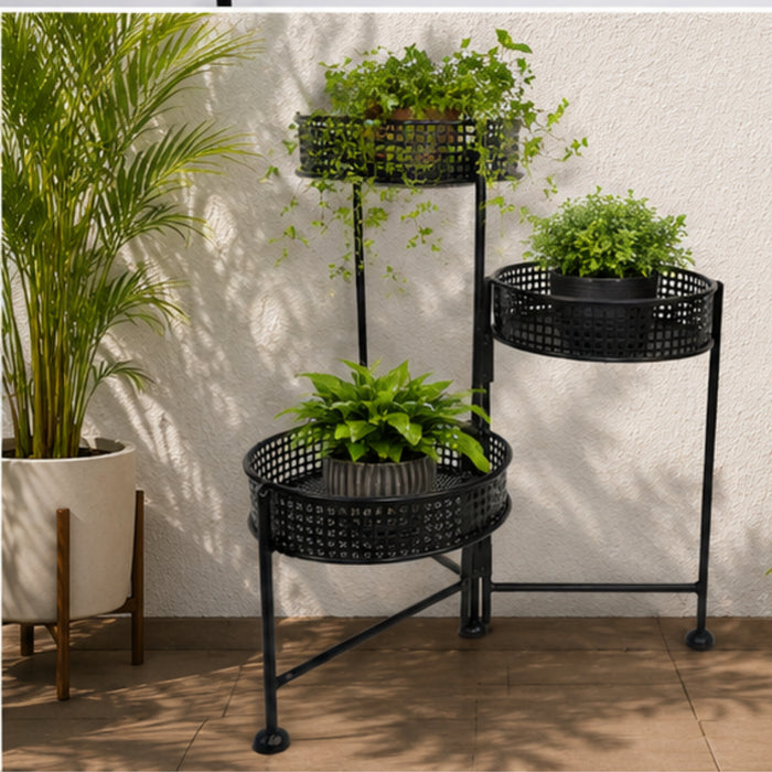 3-Tier Folding Metal Plant Stand & Display Rack