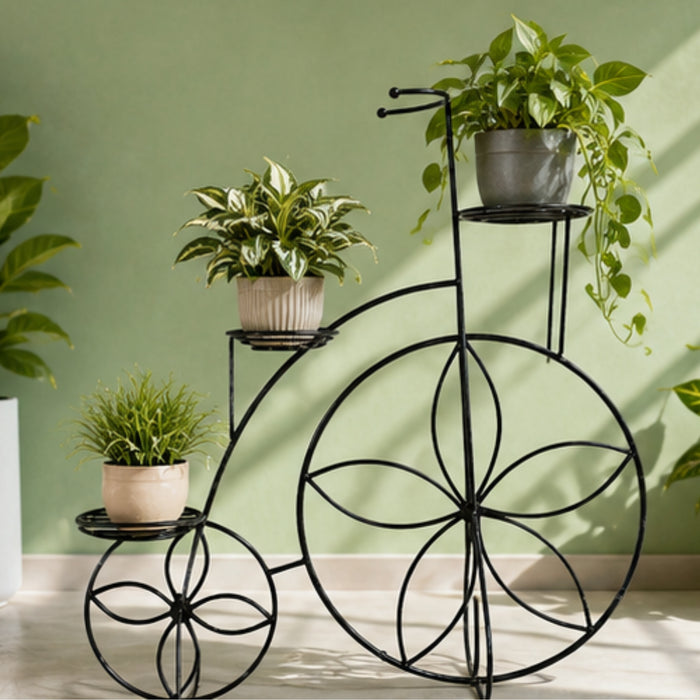 4-Tier Metal Bicycle Plant Stand – Black
