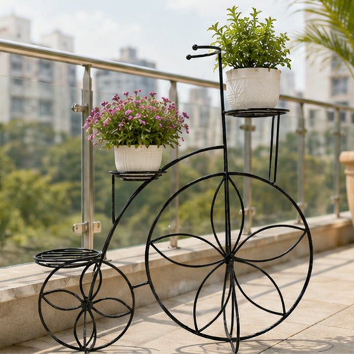 4-Tier Metal Bicycle Plant Stand – Black