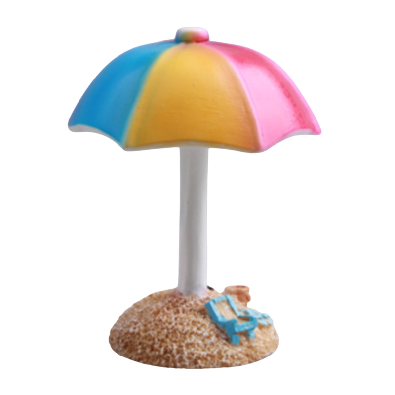 Vibrant Mini Beach Umbrella Figures – Set of 2 Miniature Garden & Fairy Decor