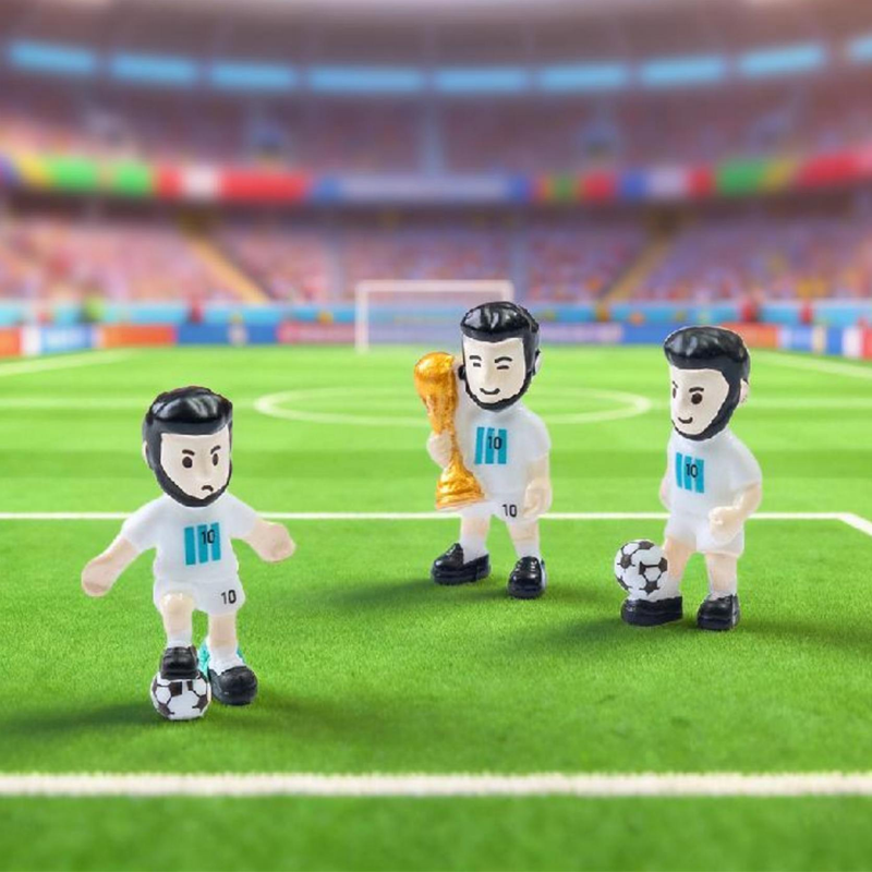 Miniature Soccer Player Figures Set of 3 – Collectible Football Action Figurines with Trophy