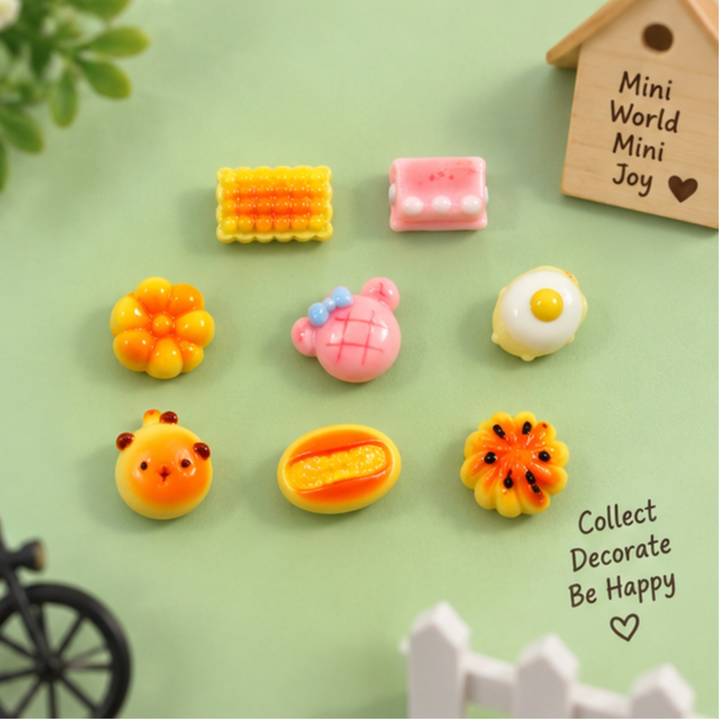 Cute plastic Miniature Food Flatback Charms - Set of 8 DIY Craft ...