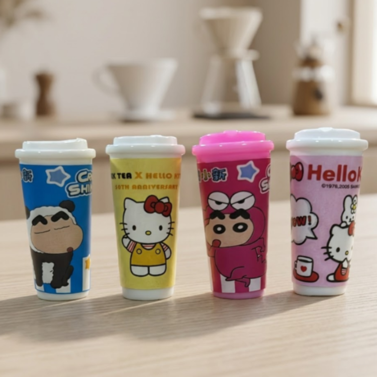 Cute Cartoon Character Miniature Coffee & Milk Tea Cups Collectible Set – Pack of 4