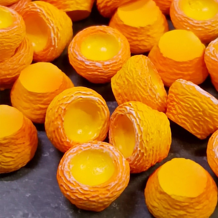 Set of 10 vibrant orange textured miniature pots for fairy gardens and micro landscaping