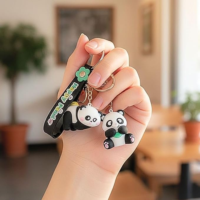 Wonderland Kawaii style ( set of 2) Cute Panda Photographer Keychain Set