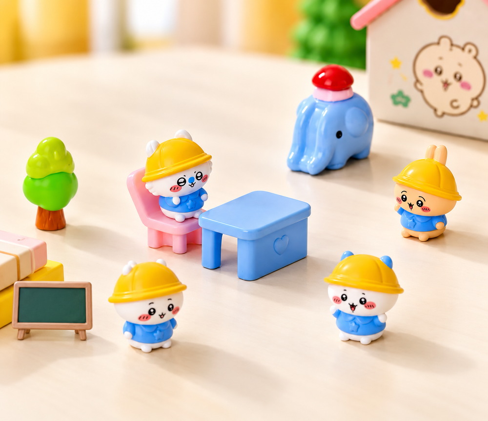 Kawaii School Kids & Playground Miniature Figurine Playset – 9-Piece Cute Cartoon Collectible