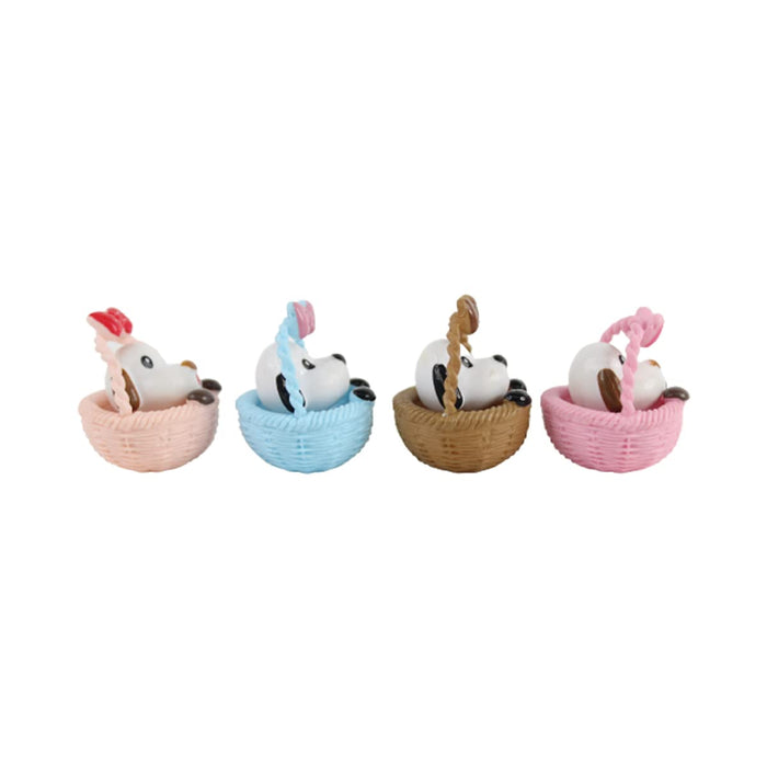 Wonderland Miniature Pup in Basket (set of 4)|Garden Miniatures| Garden tray garden figurine