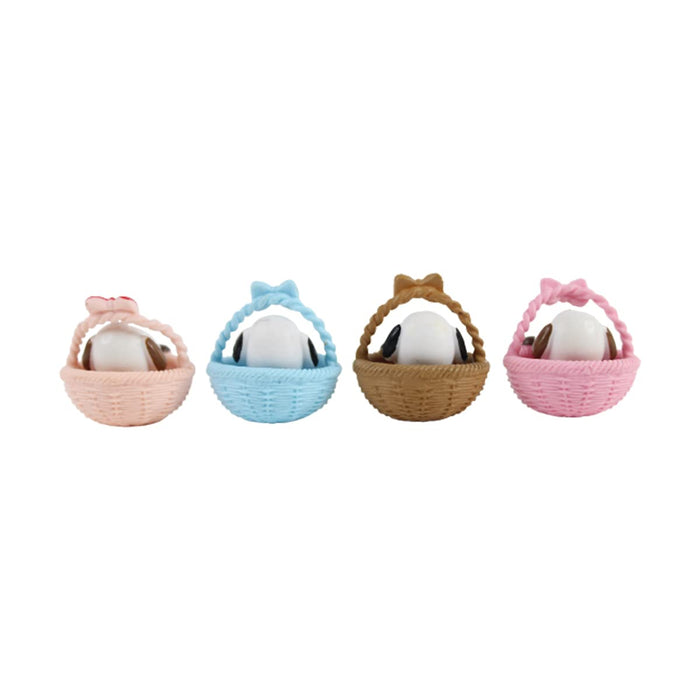 Wonderland Miniature Pup in Basket (set of 4)|Garden Miniatures| Garden tray garden figurine