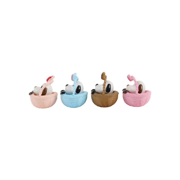 Wonderland Miniature Pup in Basket (set of 4)|Garden Miniatures| Garden tray garden figurine