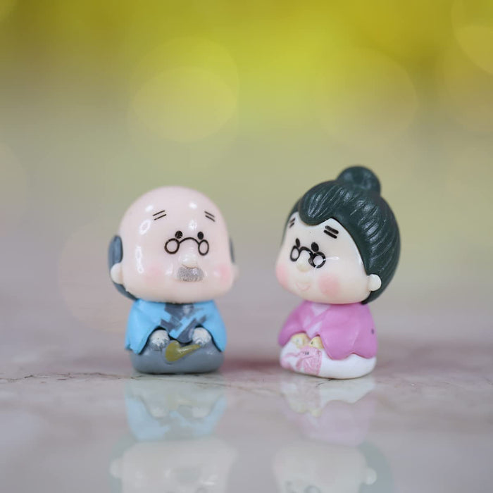 Miniature Toys (Set of 2) Sitting Grand Parents (Old Couple Miniatures)