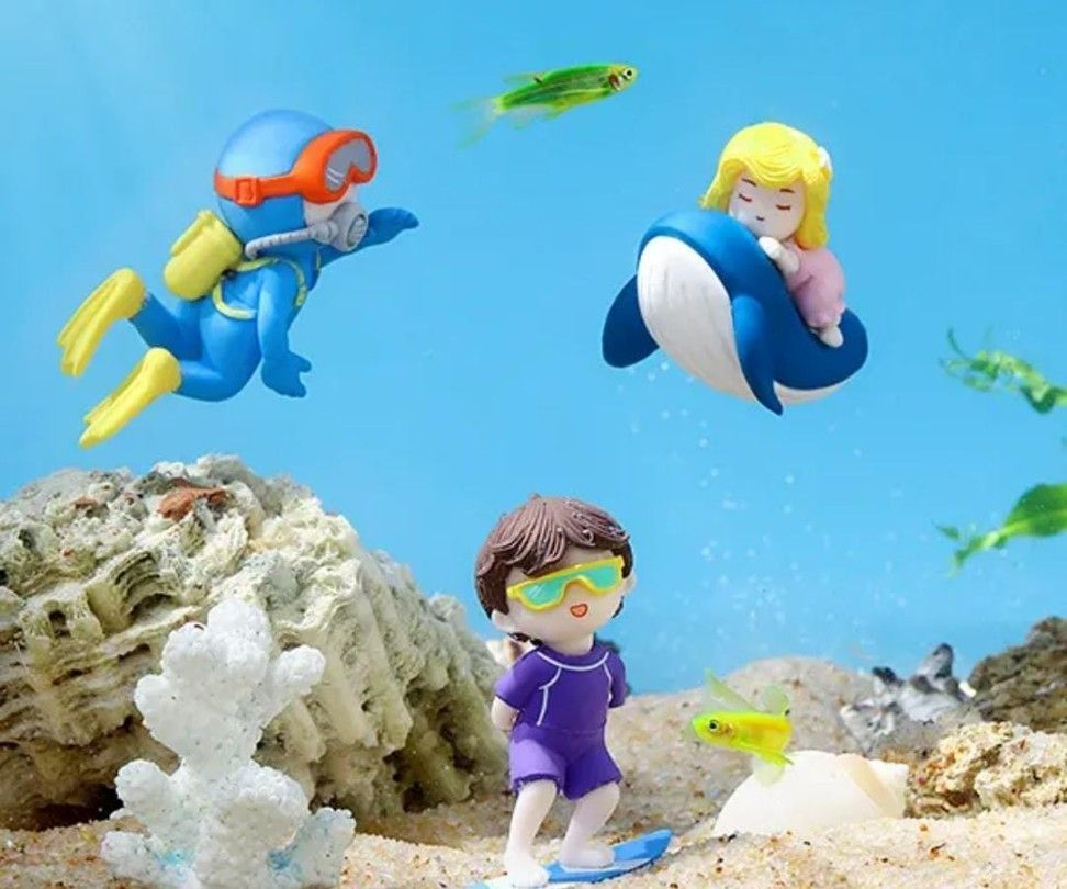 Miniature Ocean Theme Plastic Figurines Set of 3