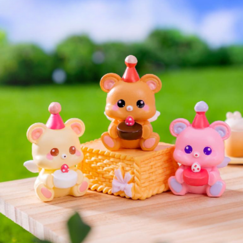 Adorable Birthday Angel Bears Miniature Figurine Set – Pack of 3
