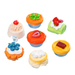 7 assorted miniature resin cakes, tarts, and pastries featuring fruit and cream toppings