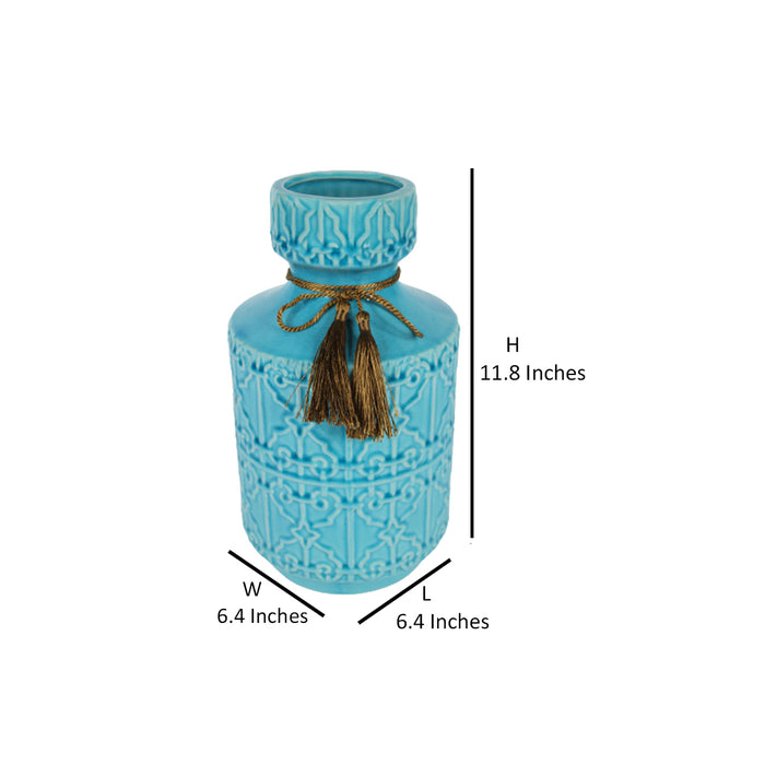 Blue Vase with emboss print