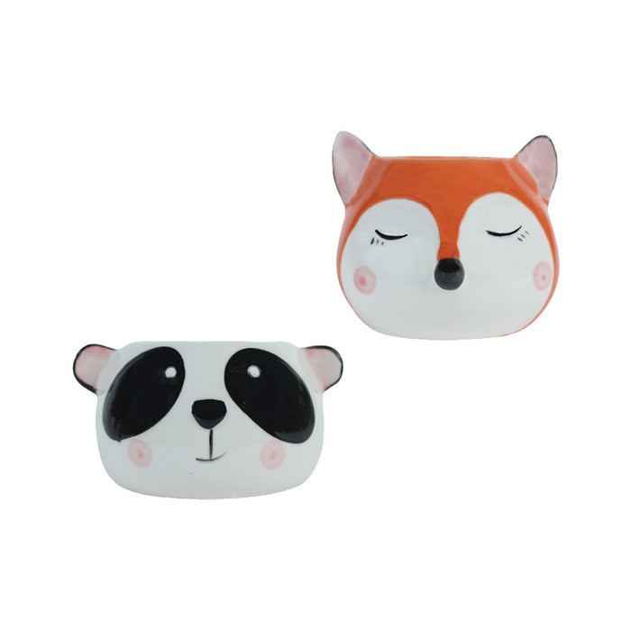 Imported Set of 2 Ceramic Panda and fox Pot