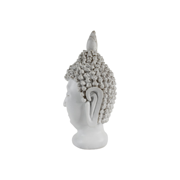 Wonderland Resin Buddha Head Statue - Decorative Buddha Idol Showpiece for Home Living Room Table Decoration Gifts (White)