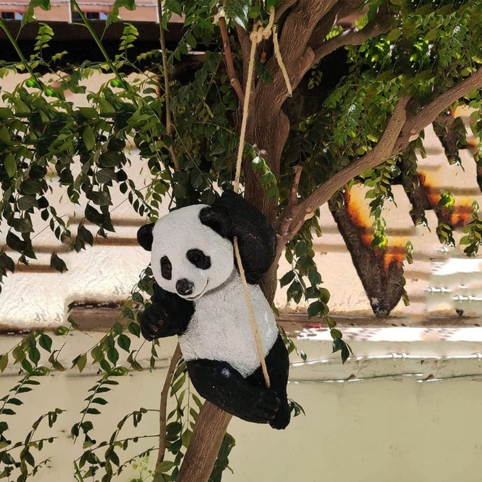 Climbing Panda on Rope for Garden Decoration
