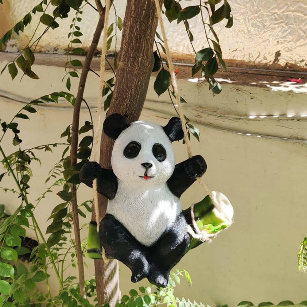 Polyresin Panda on Swing statue | Panda for Garden, Real Looking Panda,