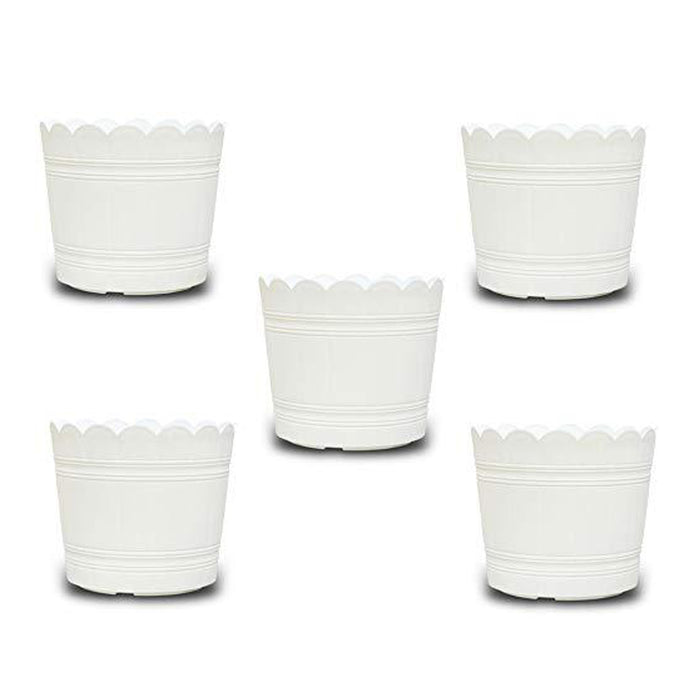 Vintage Loto premium plastic pots 10 inches (Set of 5) (White)