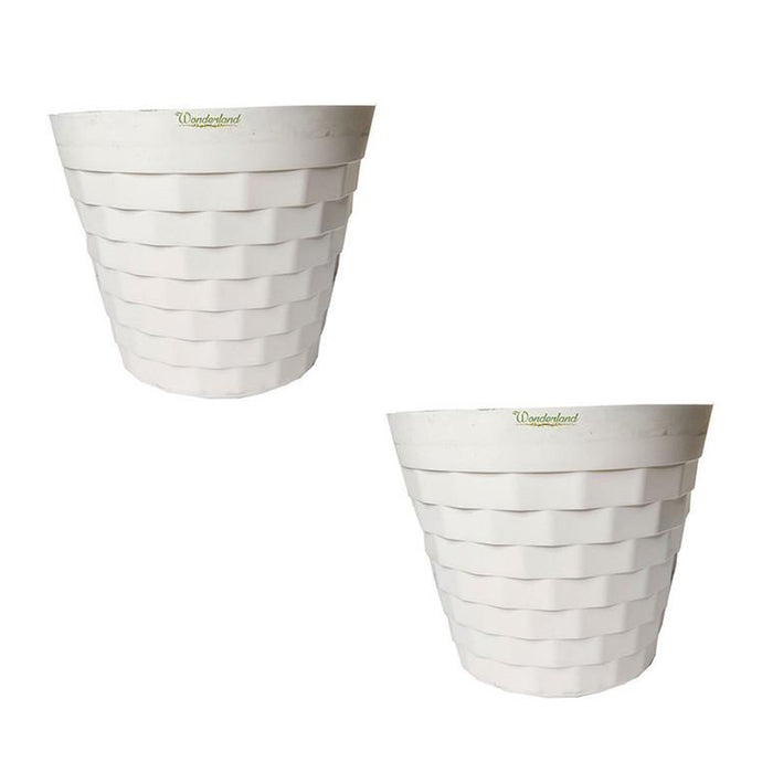 Plastic Plates : 12 inch White Brix plastic pot (set of 2)
