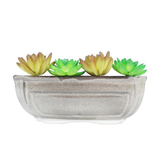 Ceramic Big Bonsai Tray for Home Decoration (Grey)