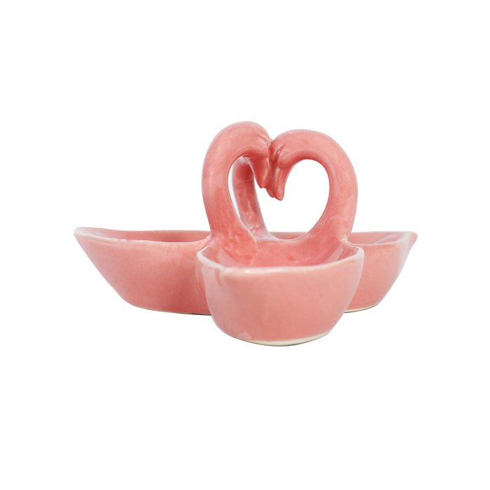 Triple Flamingo Platter for dry fruits, candy, trinkets, showpiece