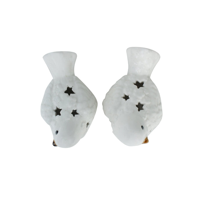 SET of 2 : Ceramic Birds figurine decoration, home decor - White
