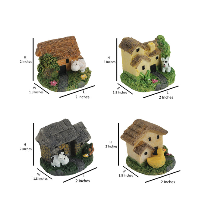 Wonderland resin Miniature house with Animals (Set of 4)