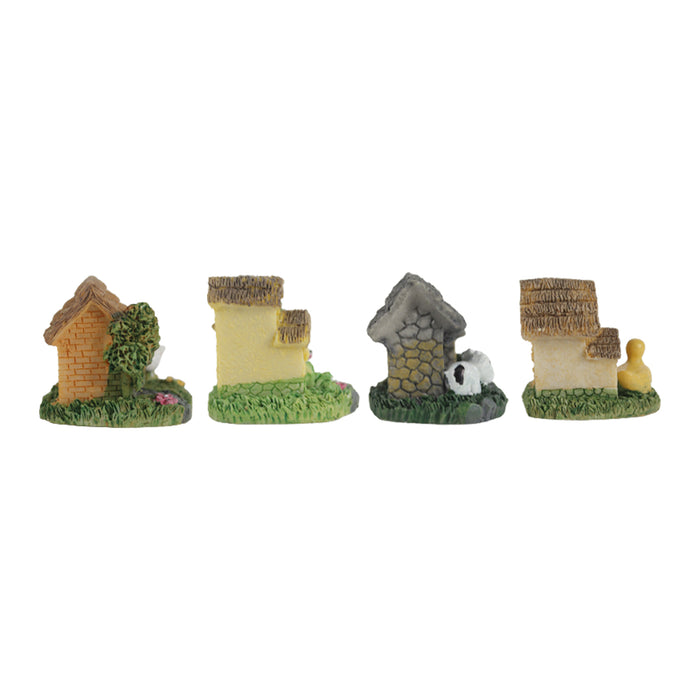 Wonderland resin Miniature house with Animals (Set of 4)