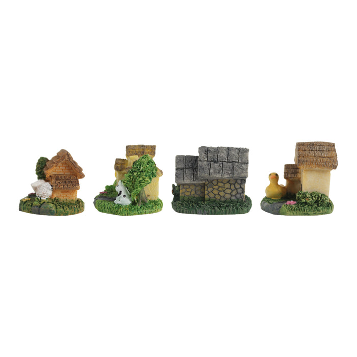 Wonderland resin Miniature house with Animals (Set of 4)