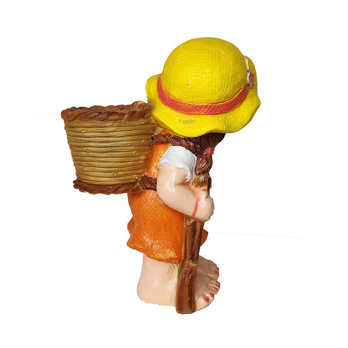 Girl with Pot on Back Planter for Balcony and Garden Decoration