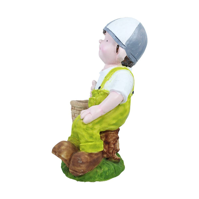 Boy on Stone with Pot Planter for Balcony and Garden Decoration