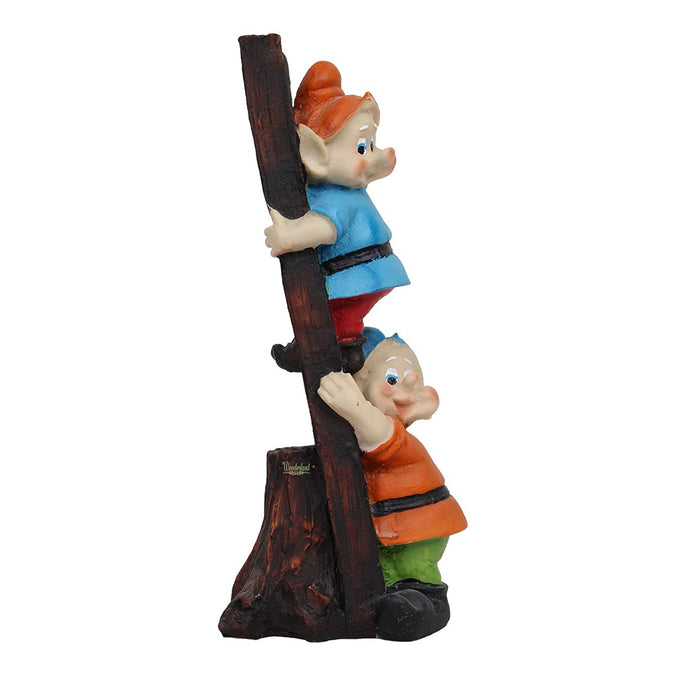 Gnome/Dwarf Climbing Stairs Statue (Blue & Orange)