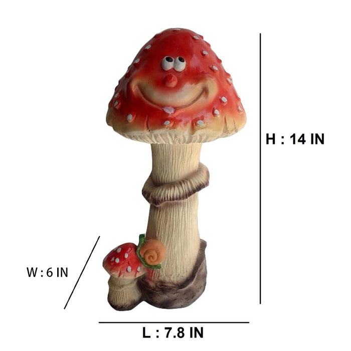 14" Big Smiley Mushroom for Garden Decoration