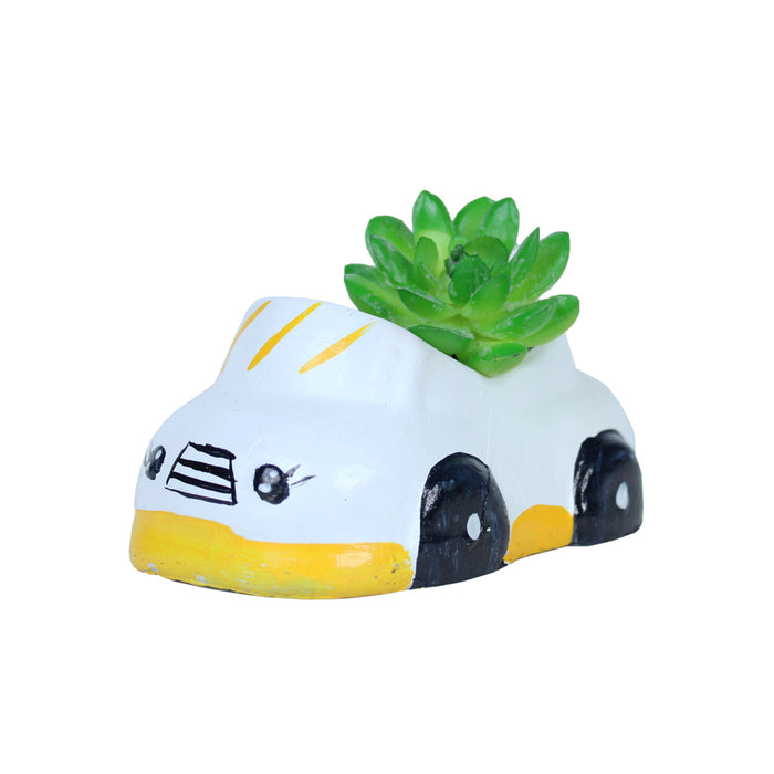 Small Car Succulent Pot for Home Decoration (White)
