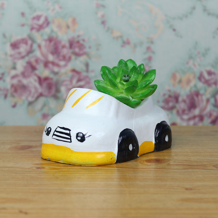 Small Car Succulent Pot for Home Decoration (White)