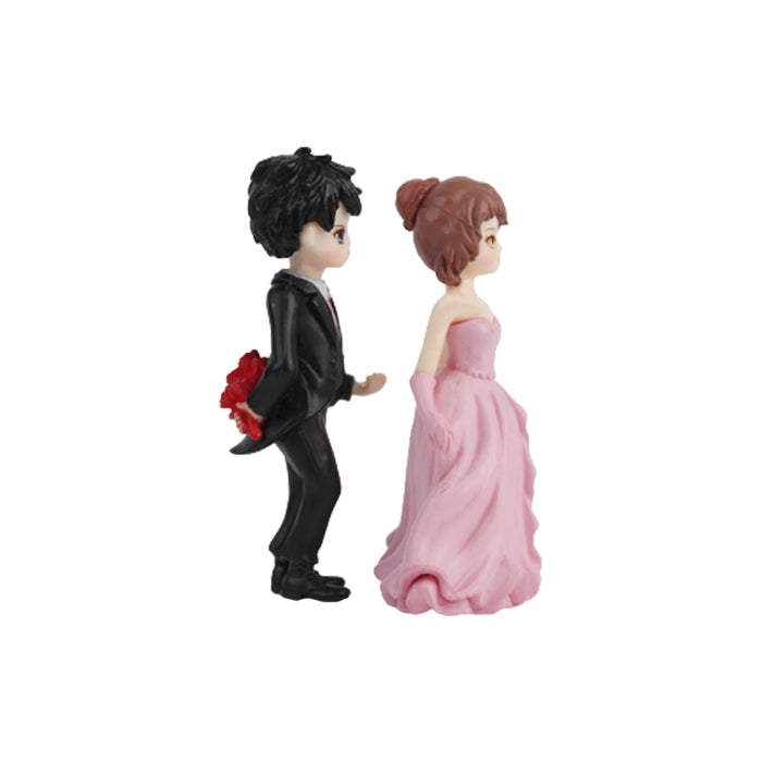 Romantic Couple-Pink and Black ( Miniature toys , cake toppers , small figuine, Valentine couple)