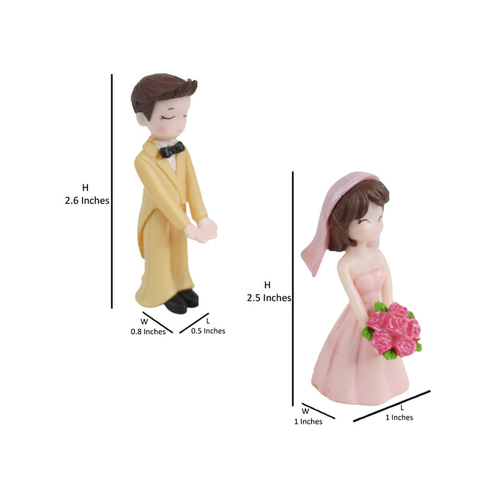 Marriage Couple-  (Pink and Beige)( Miniature toys , cake toppers , small figuine, Valentine couple)