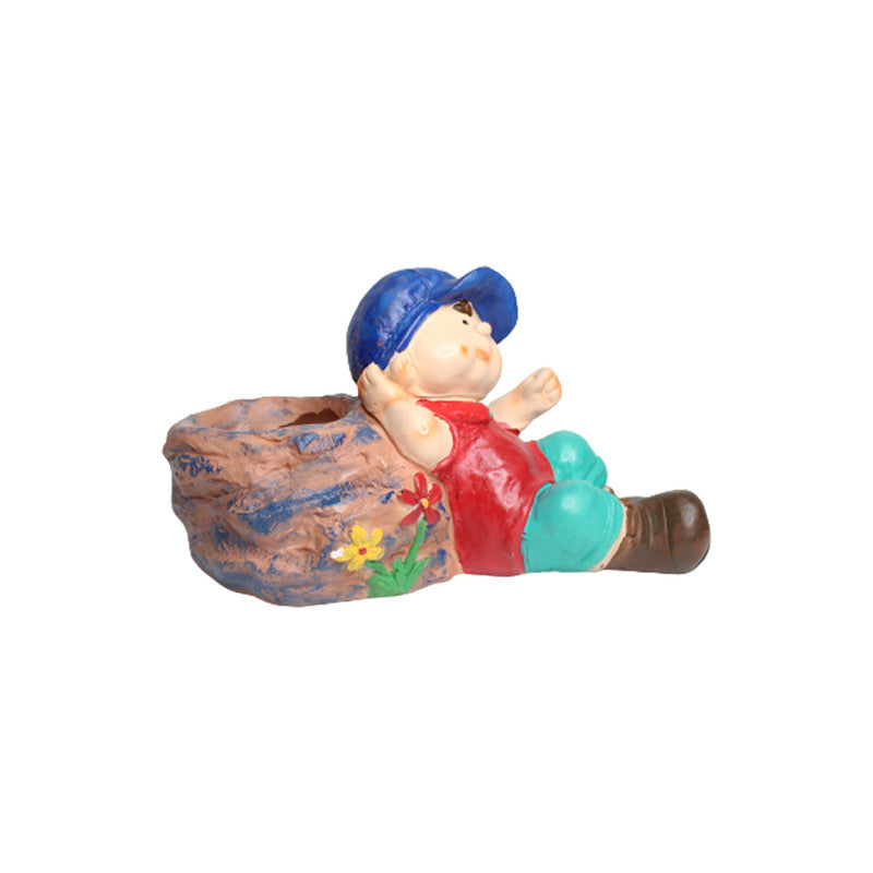 Wonderland Stone Planter Boy (Red)| Outdoor planter for real plants