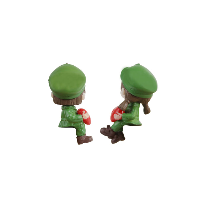Army Couple with heart ( Miniature toys , cake toppers , small figuine, Valentine couple)