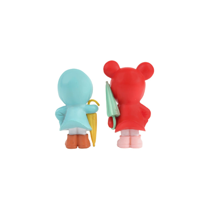Raincoat Couple-2 (Red and Blue)( Miniature toys , cake toppers , small figuine, Valentine couple)