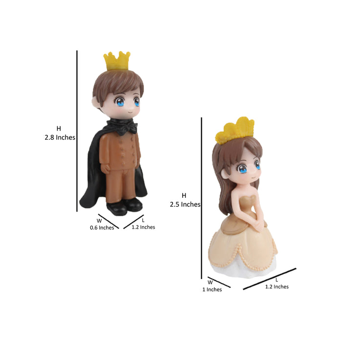 Cute King and Queen-2 (Black and White)( Miniature toys , cake toppers , small figuine, Valentine couple)