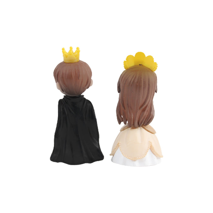 Cute King and Queen-2 (Black and White)( Miniature toys , cake toppers , small figuine, Valentine couple)