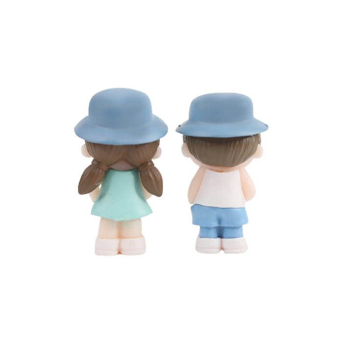 Hat couple-1 (Blue hat)( Miniature toys , cake toppers , small figuine, Valentine couple)