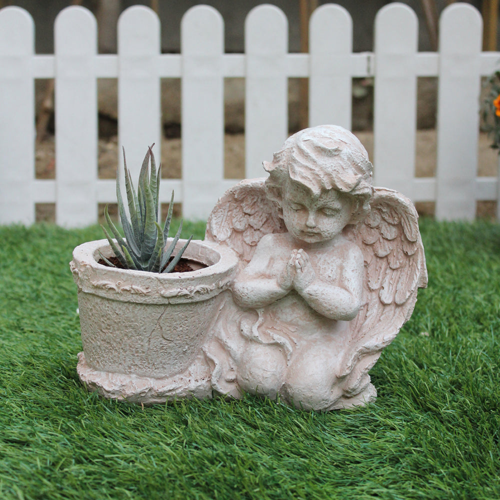 Praying Angel/Cherub With Pot Planter for Home and Garden Decoration