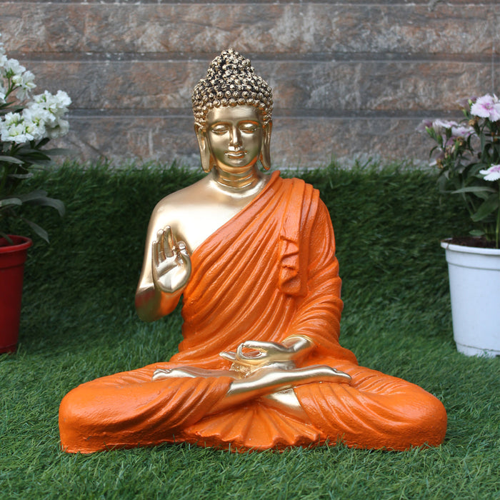 Wonderland Resin 14 '' Buddha (Golden Body & White)  (Aashirwad)