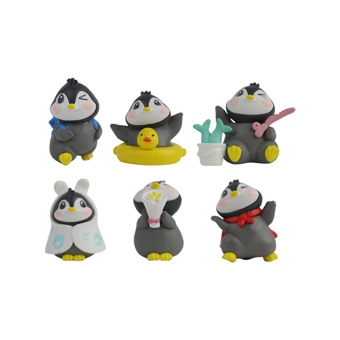 Cute Pengiun (set of 6)( Miniature toys , cake toppers , small figuine, Valentine couple)