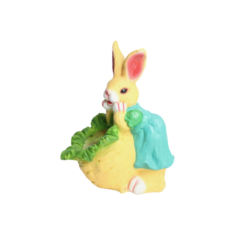 Wonderland Bunny with Carrot Planter (Seagreen)| Garden planters | Designer garden pots