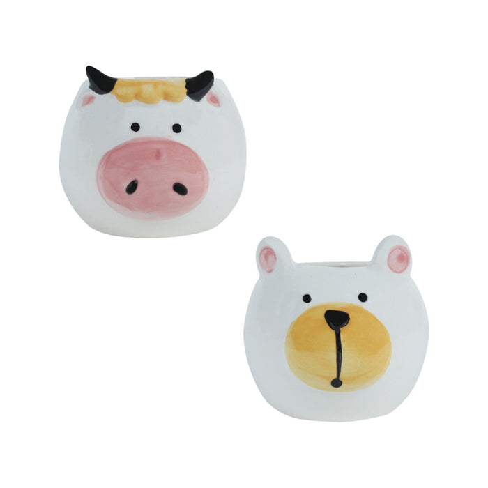 Imported Set of 2 Ceramic Pig and Bear Pot